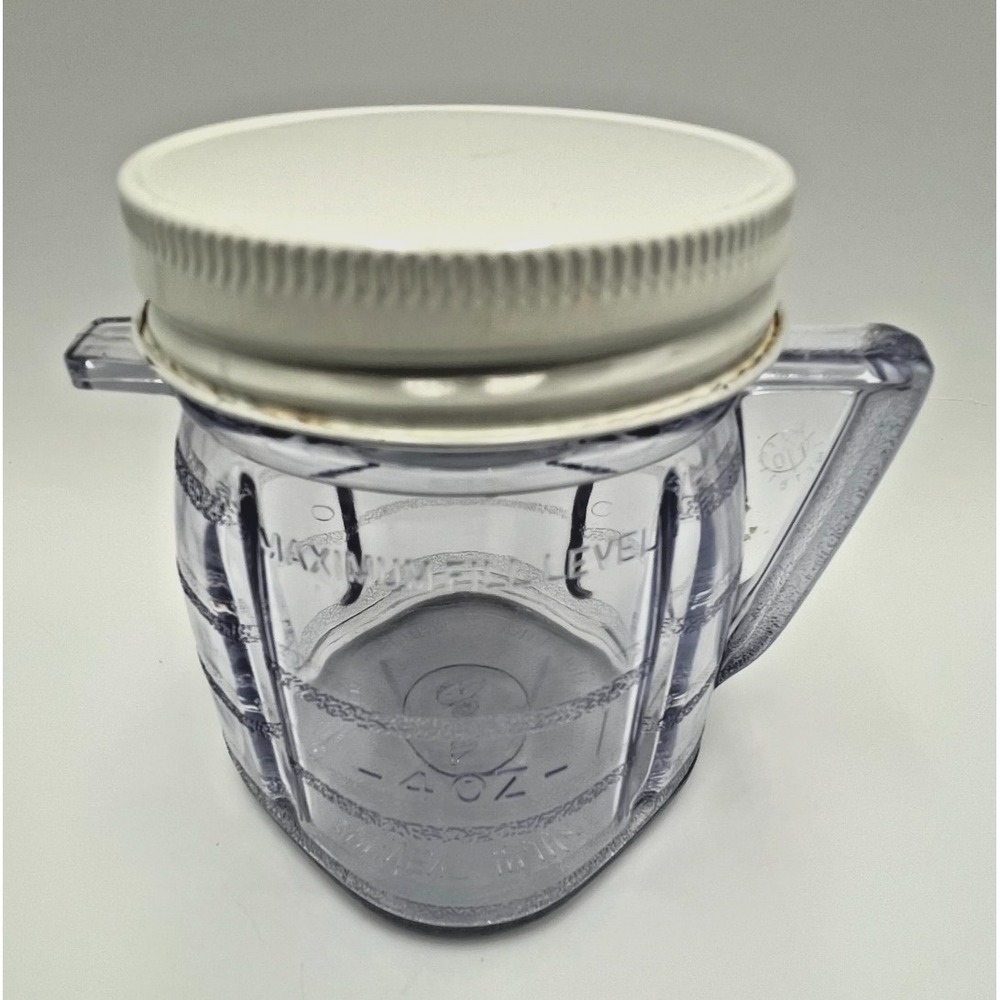 Vintage‎ Osterizer Mini Blend Plastic Cup w/ Metal Lid 8oz Jar Container